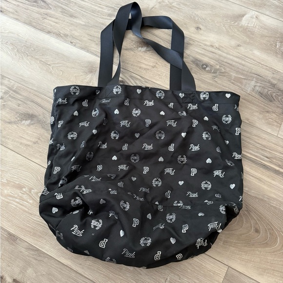 PINK Victoria's Secret Black Patterned Tote - Picture 1 of 4